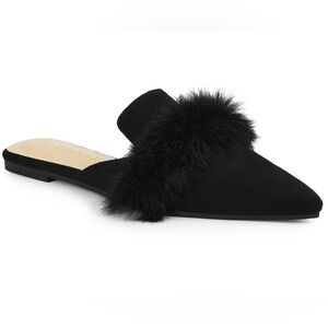 Allegra k pointed toe slip on flats with faux fur
